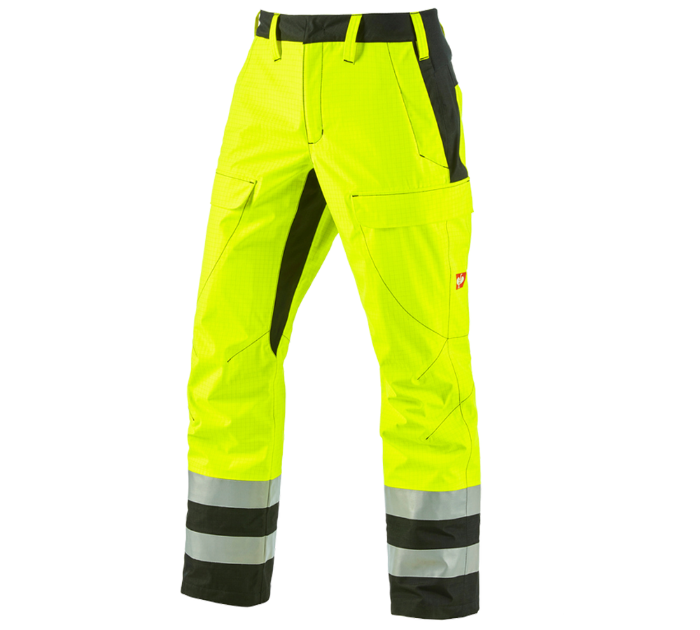 Pantalons de travail: e.s.Pantalon à taille élastique multinorm high-vis + jaune fluo/noir