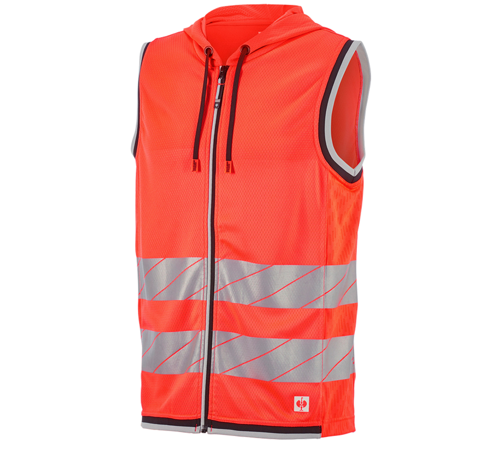 Work Body Warmer: High-vis functional bodywarmer e.s.ambition + high-vis red/black