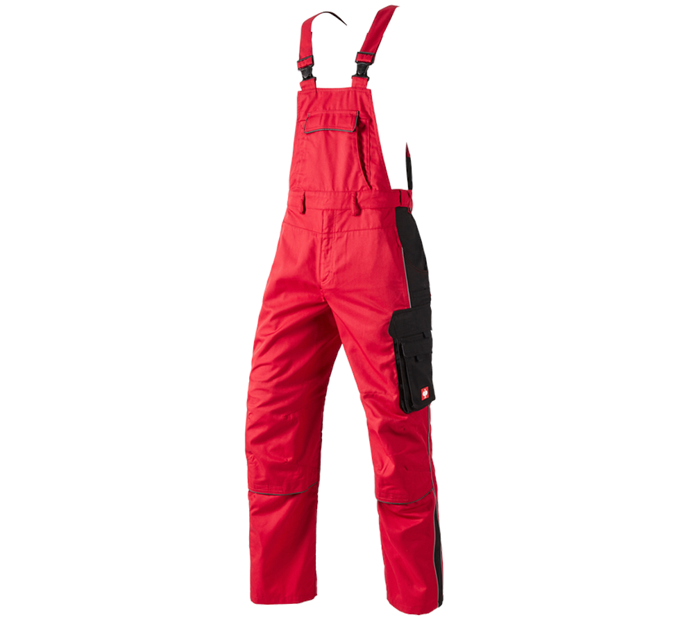 Work Trousers: Bib & Brace e.s.active + red/black