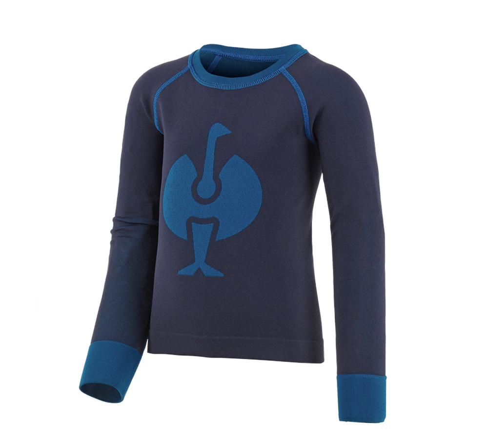 Vêtements thermiques: e.s. Haut manches long. fonct. seamless-warm,enf. + bleu foncé