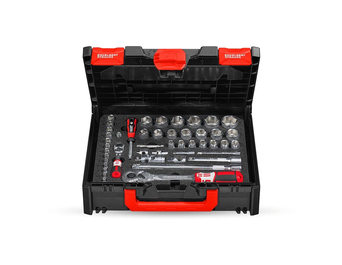 STRAUSSbox System: Socket wrench set pro 1/4+1/2 long in STRAUSSbox