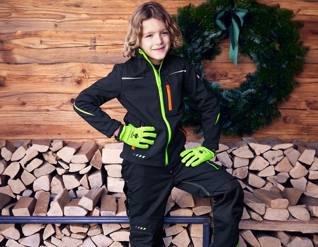 Petits cadeaux: e.s. Gants d'hiver pour enfants Fleece Comfort + jaune fluo/noir