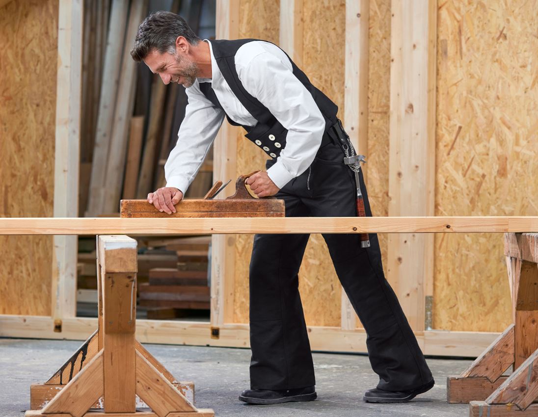 Pantalons de travail: Pant.corp.en Retors double e.s. a.pattes d'éléphan + noir 1