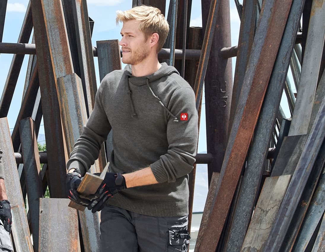 Shirts, Pullover & more: e.s. Knitted hoody + titanium melange 1