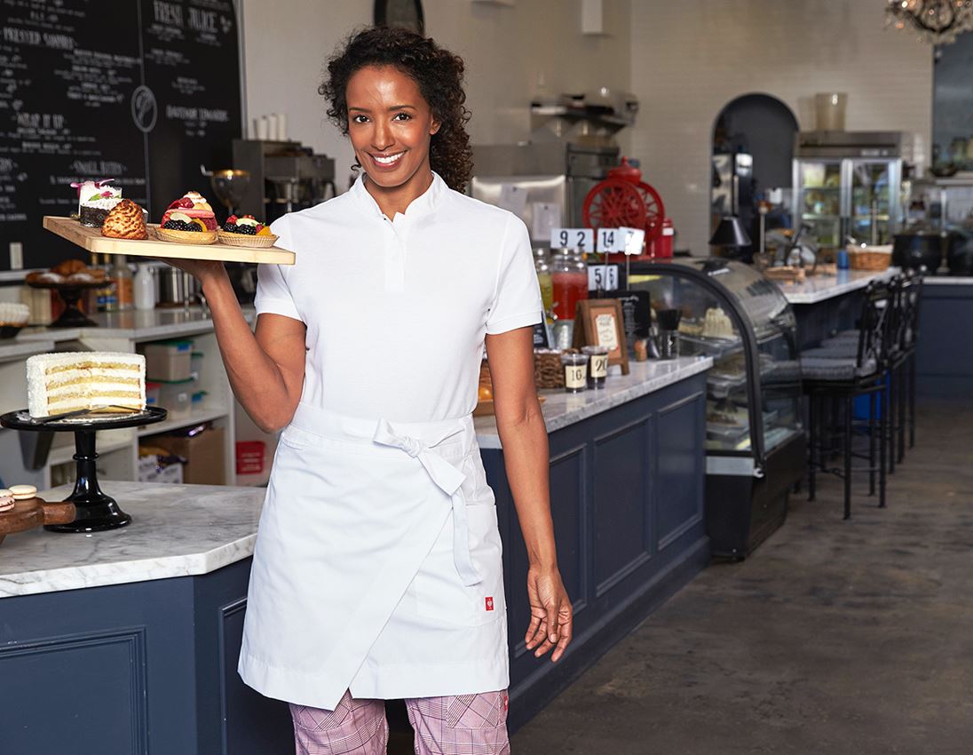 Hauts: e.s. Polo cotton Mandarin, femmes + blanc 3