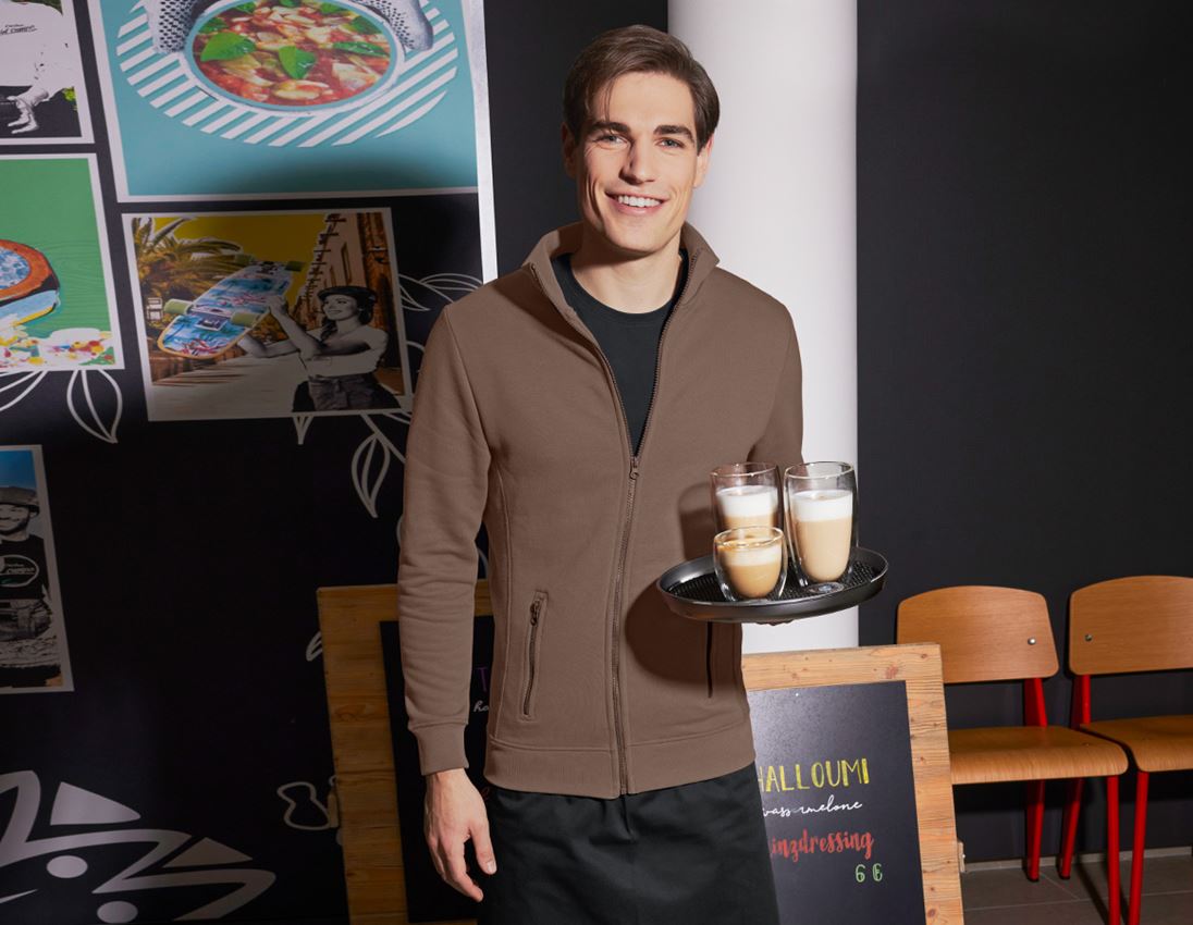 Hauts: e.s. Veste sweat poly cotton + noisette