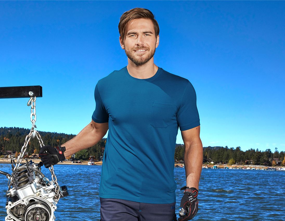 Shirts, Pullover & more: e.s. T-shirt cotton stretch Pocket + atoll
