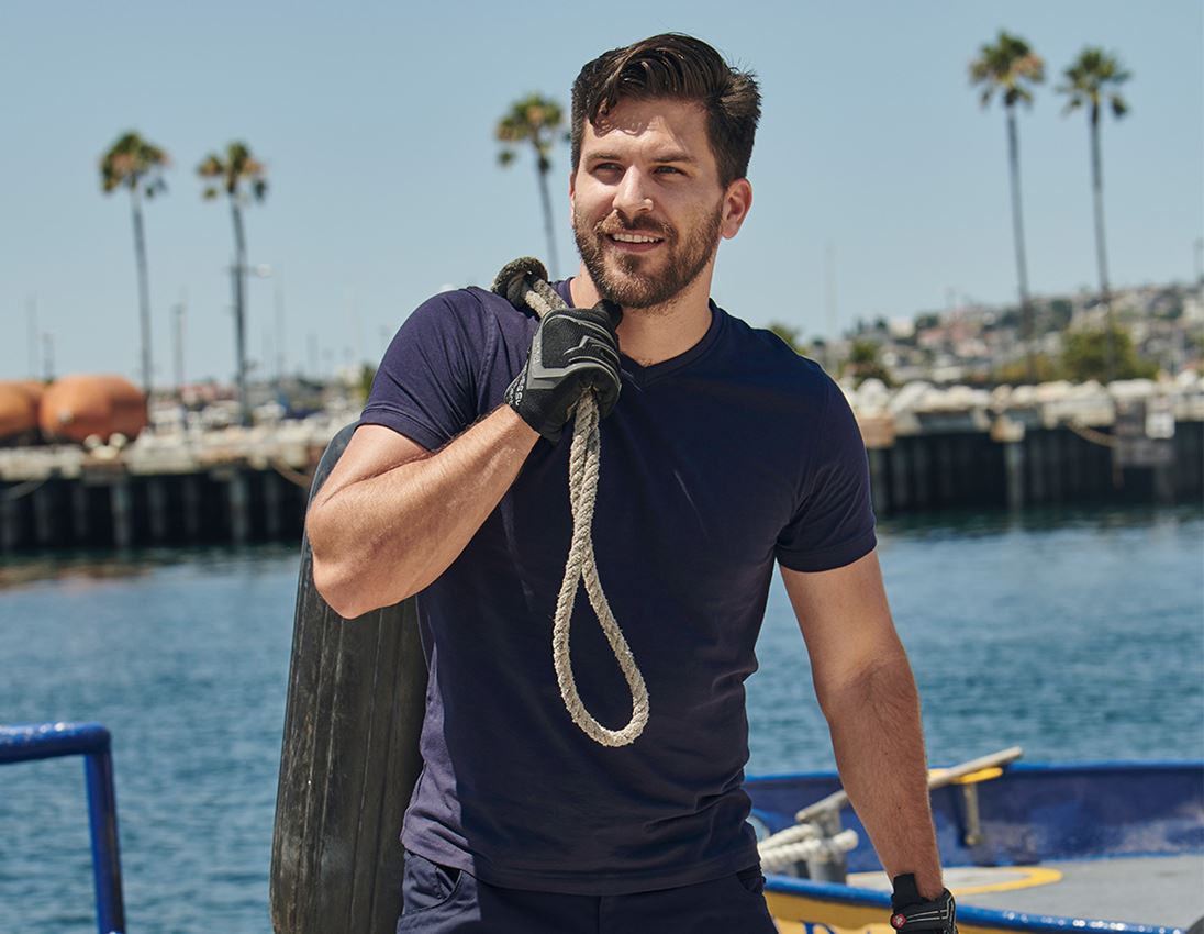 Shirts, Pullover & more: e.s. T-shirt cotton stretch V-Neck + navy 1