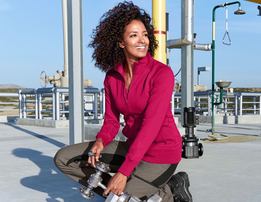 Shirts, Pullover & more: e.s. Sweat jacket poly cotton, ladies' + berry