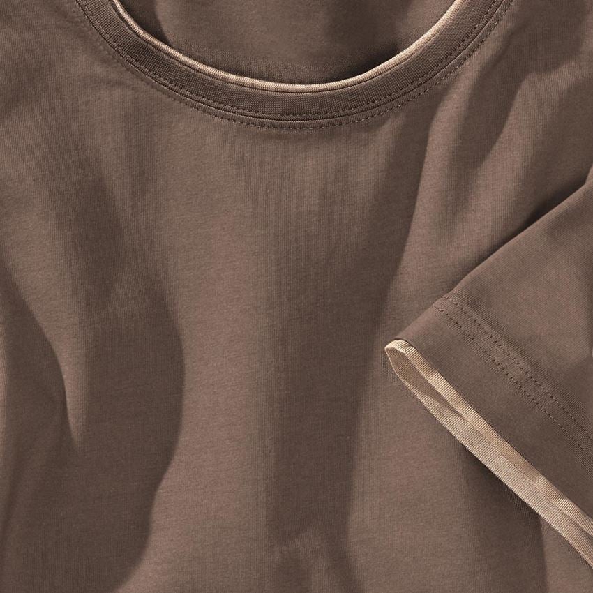 Hauts: e.s. T-Shirt cotton stretch Layer + marron/noisette 2