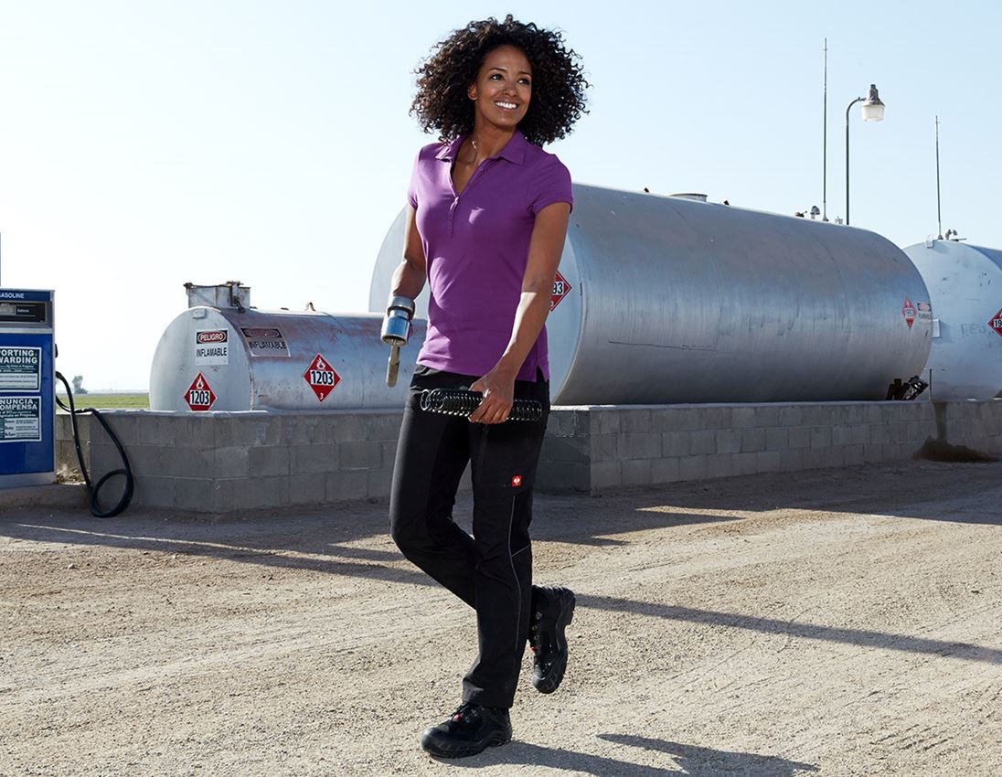 Hauts: e.s. Polo cotton stretch, femmes + violet 1