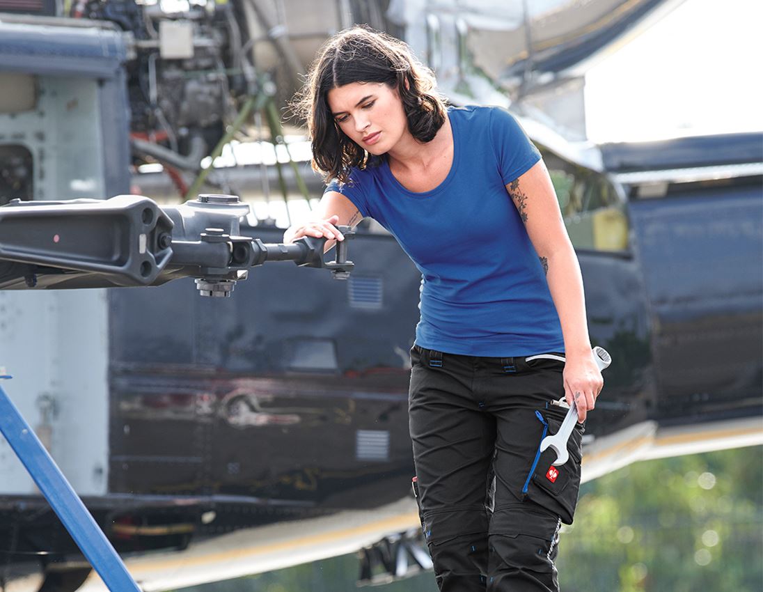 Hauts: e.s. T-shirt cotton stretch, femmes + bleu gentiane 1