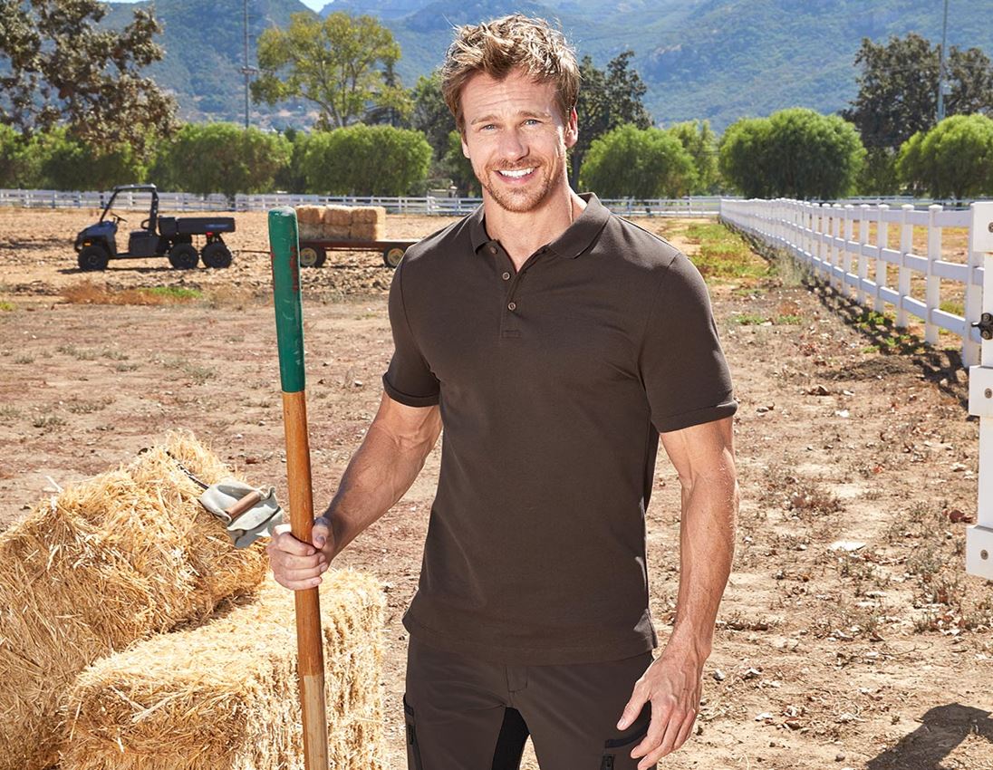 Topics: e.s. Pique-Polo cotton stretch + chestnut