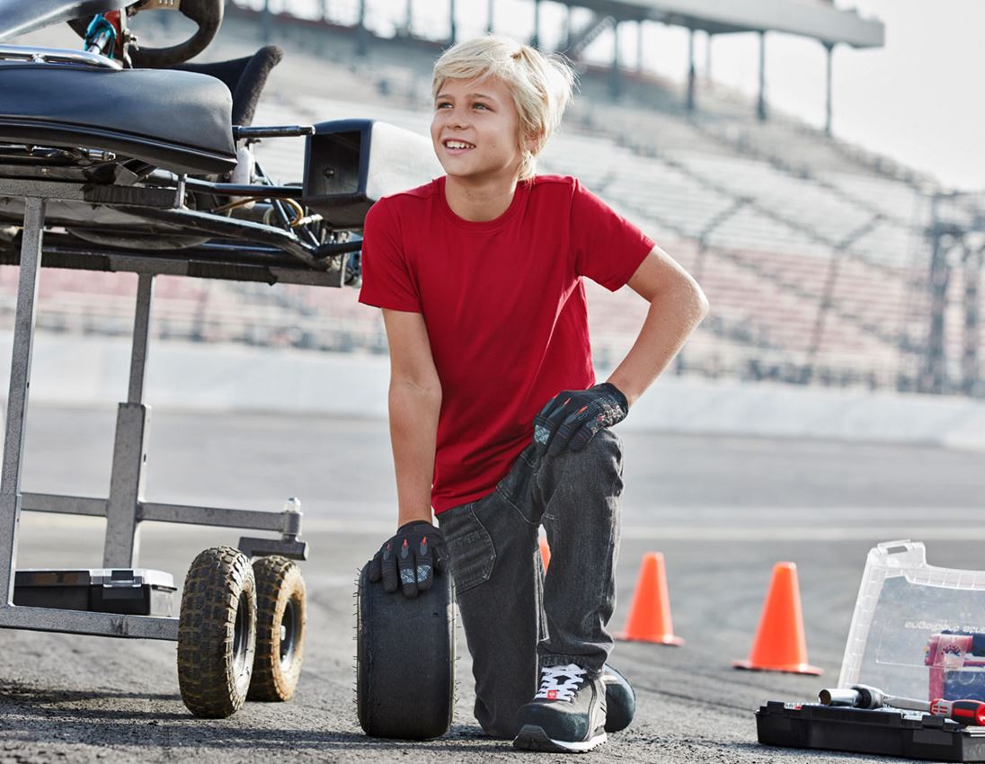 Hauts: e.s. T-shirt cotton stretch, enfants + rouge vif