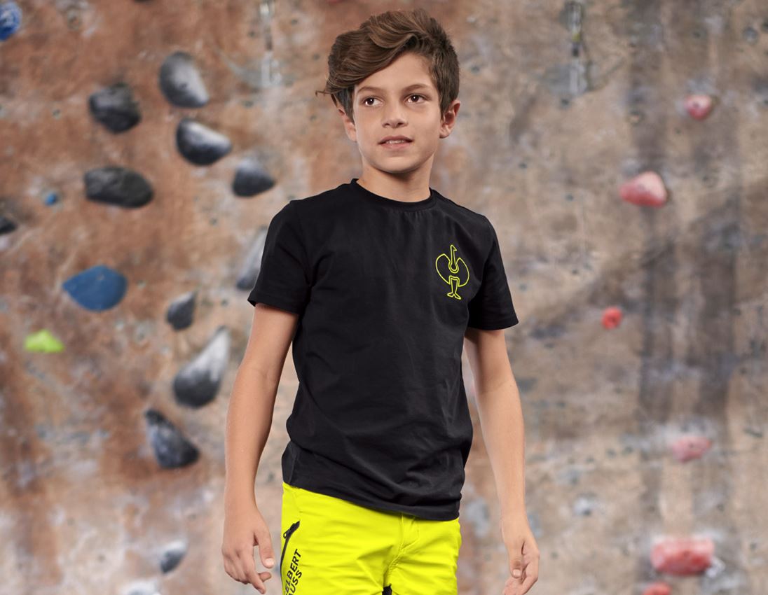 Vêtements: T-Shirt e.s.trail, enfants + noir/jaune acide