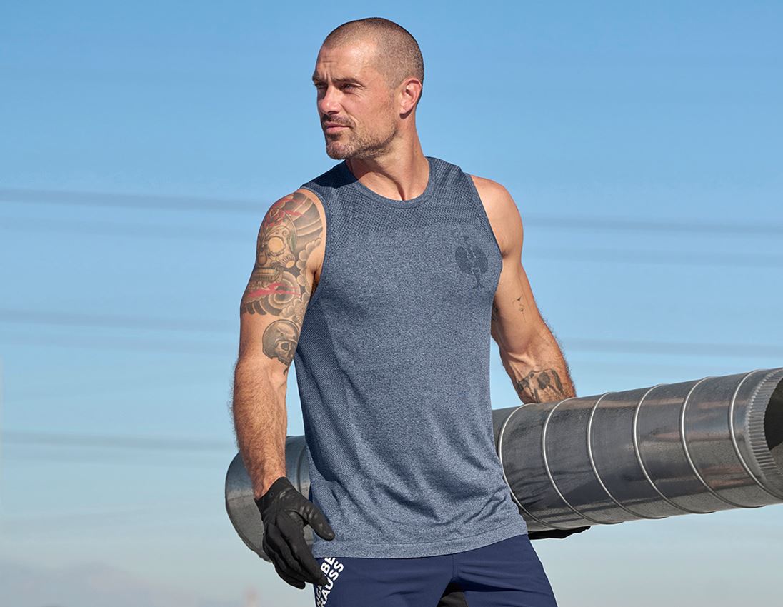 Shirts, Pullover & more: Athletics-shirt seamless e.s.trail + deepblue melange