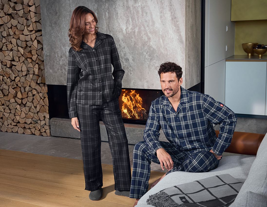 Accessoires: e.s. Haut de pyjama à carreaux, femmes + noir/gris basalte 2