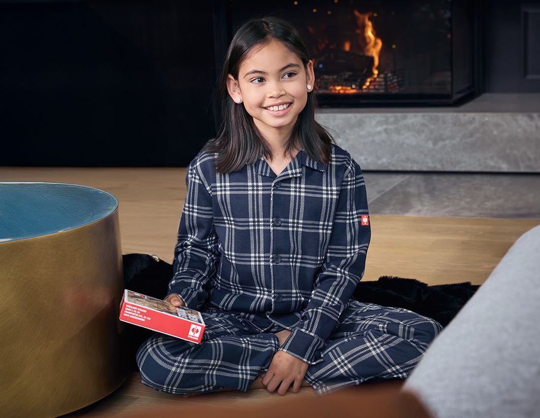 Hauts: e.s. Haut de pyjama à carreaux, enfants + bleu profond/blanc 1