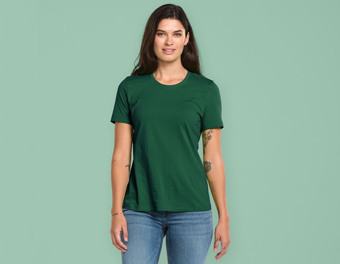 Hauts: e.s. T-Shirt cotton light, femmes + vert