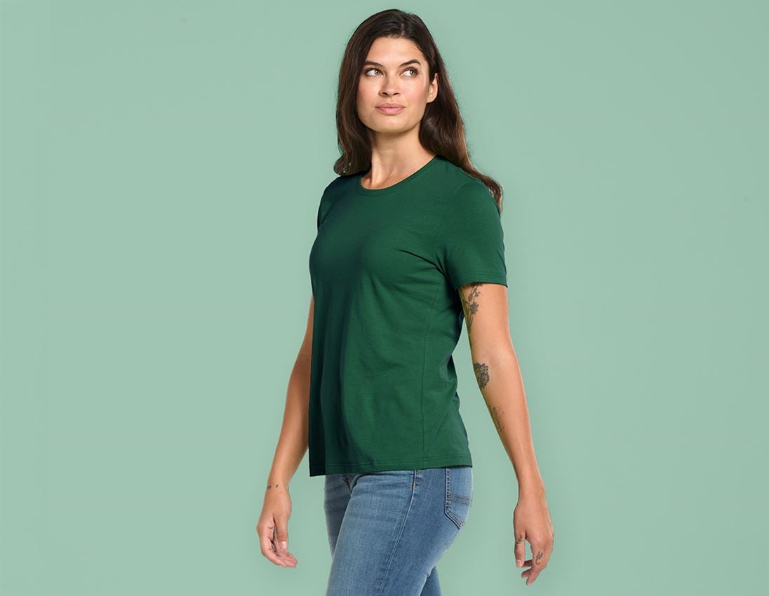 Hauts: e.s. T-Shirt cotton light, femmes + vert 1