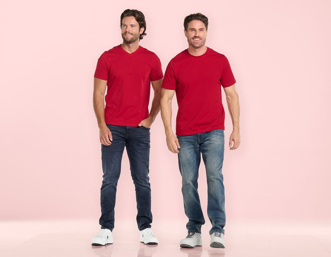 Shirts, Pullover & more: e.s. T-shirt cotton V-Neck + fiery red 1