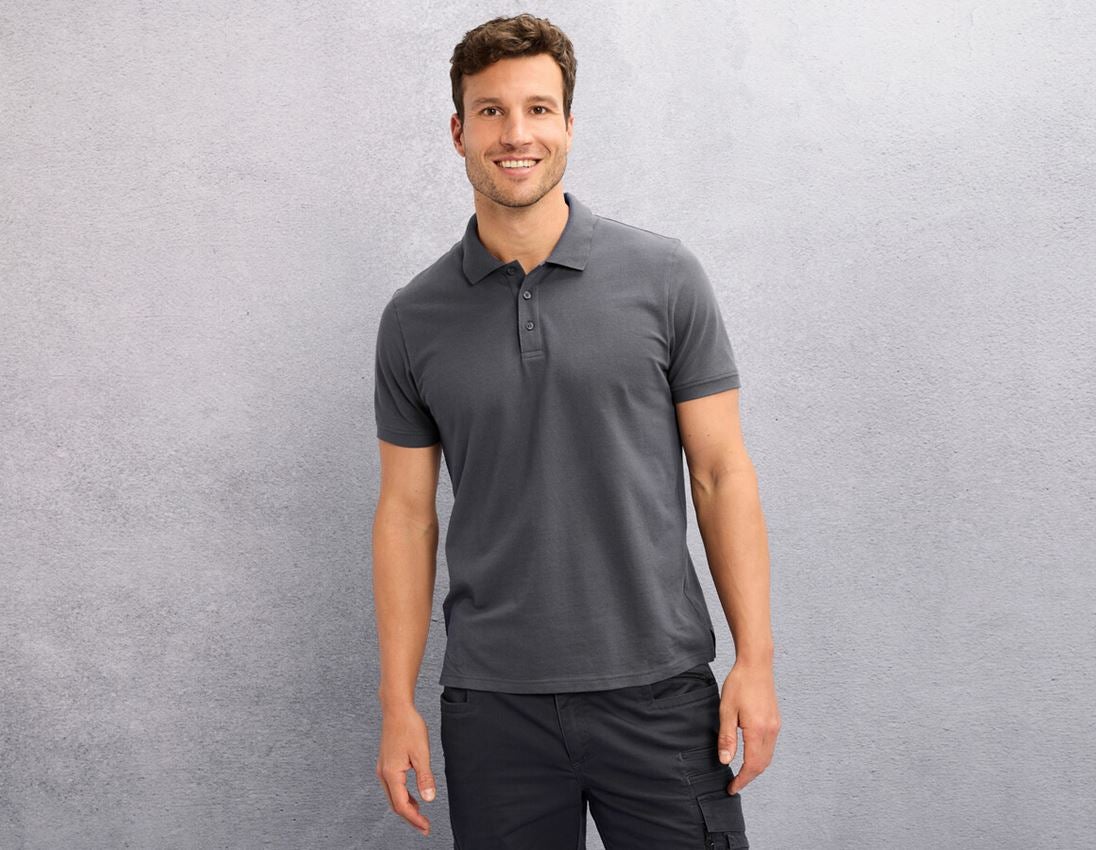 Hauts: e.s. Piqué-Polo cotton light + anthracite