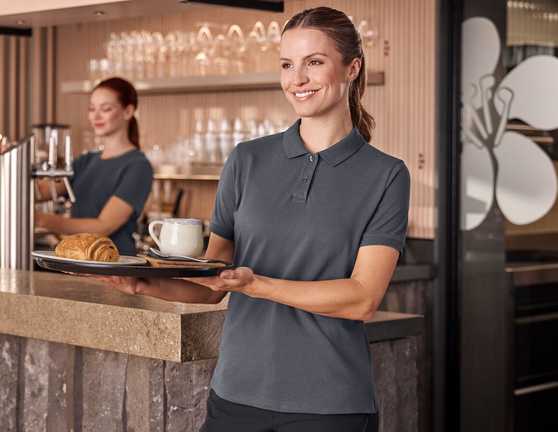 Shirts, Pullover & more: e.s. Piqué-Polo cotton light, ladies' + anthracite