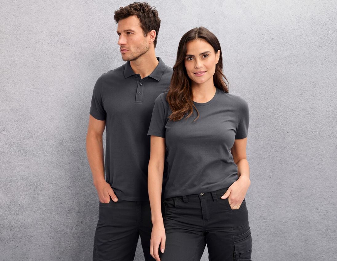 Hauts: e.s. Piqué-T-Shirt cotton light, femmes + anthracite 2