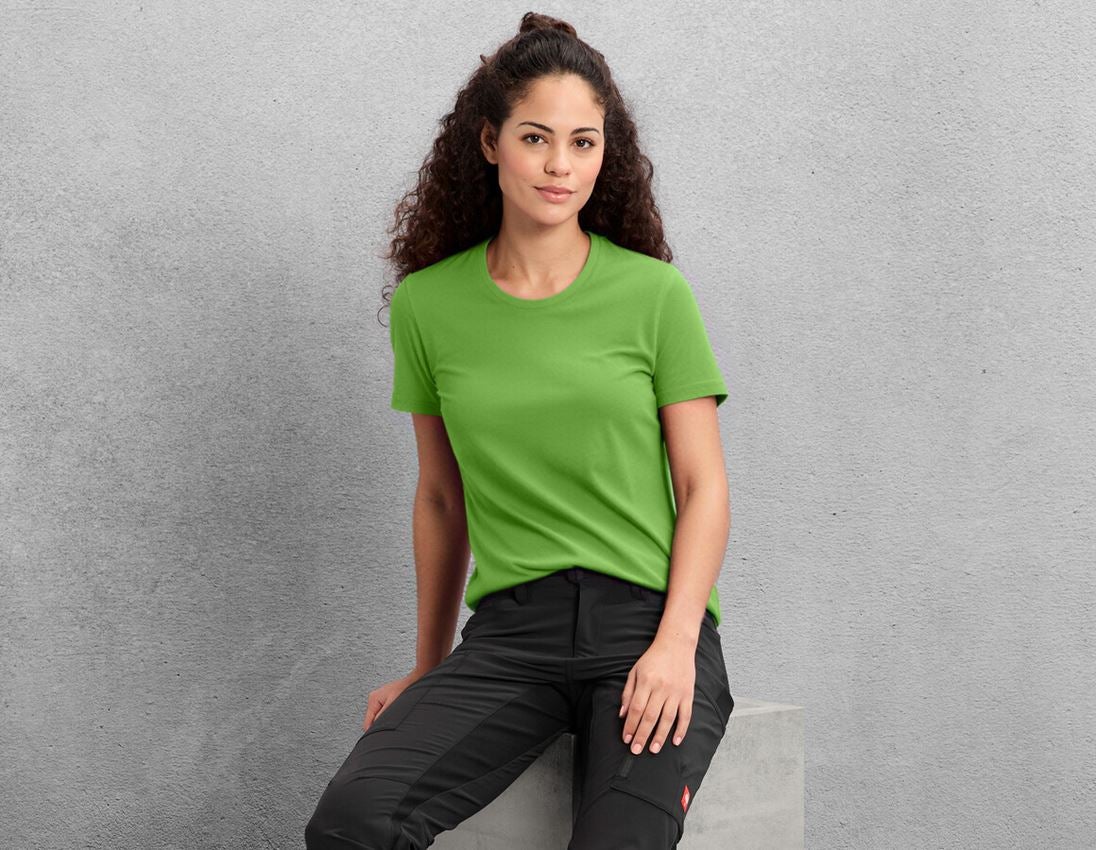 Vêtements: e.s. Piqué-T-Shirt cotton light, femmes + vert d'eau 1