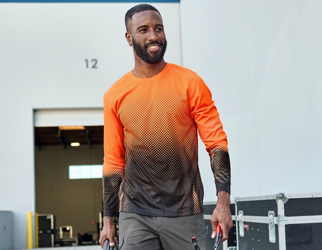 Hauts: Longsleeve fonctionnel e.s.t:aktik + orange fluo/noir