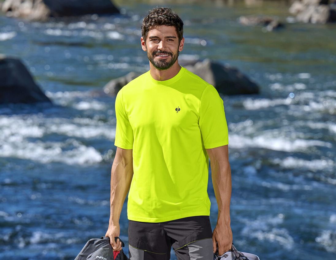 Hauts: T-Shirt fonctionnel Visibility UV e.s.trail + jaune fluo/noir