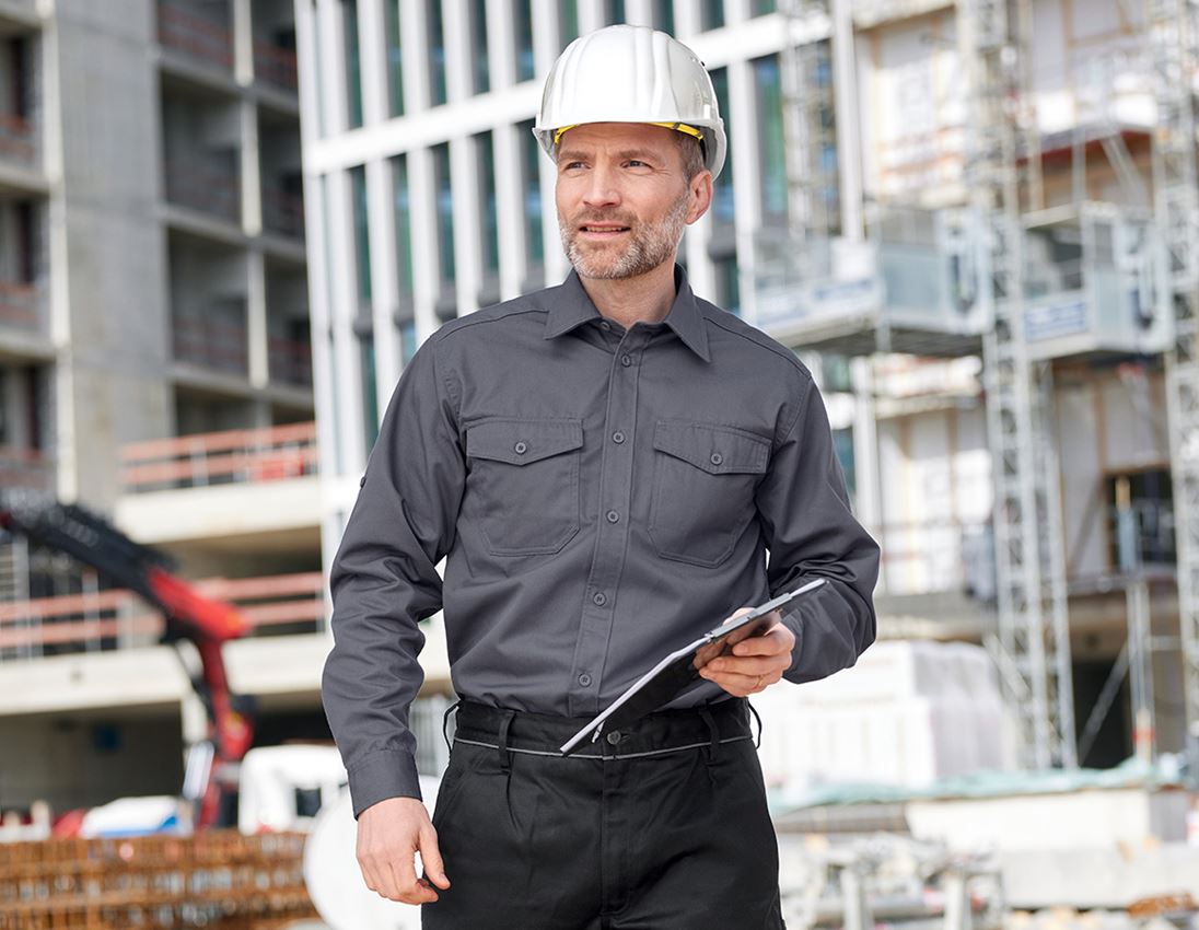 Hauts: Chemise de travail e.s.classic, à manches longues + gris