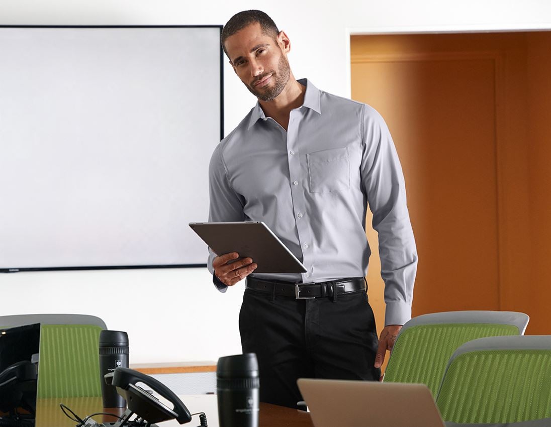 Hauts: e.s. Chemise de travail cotton stretch regular fit + gris brume 1