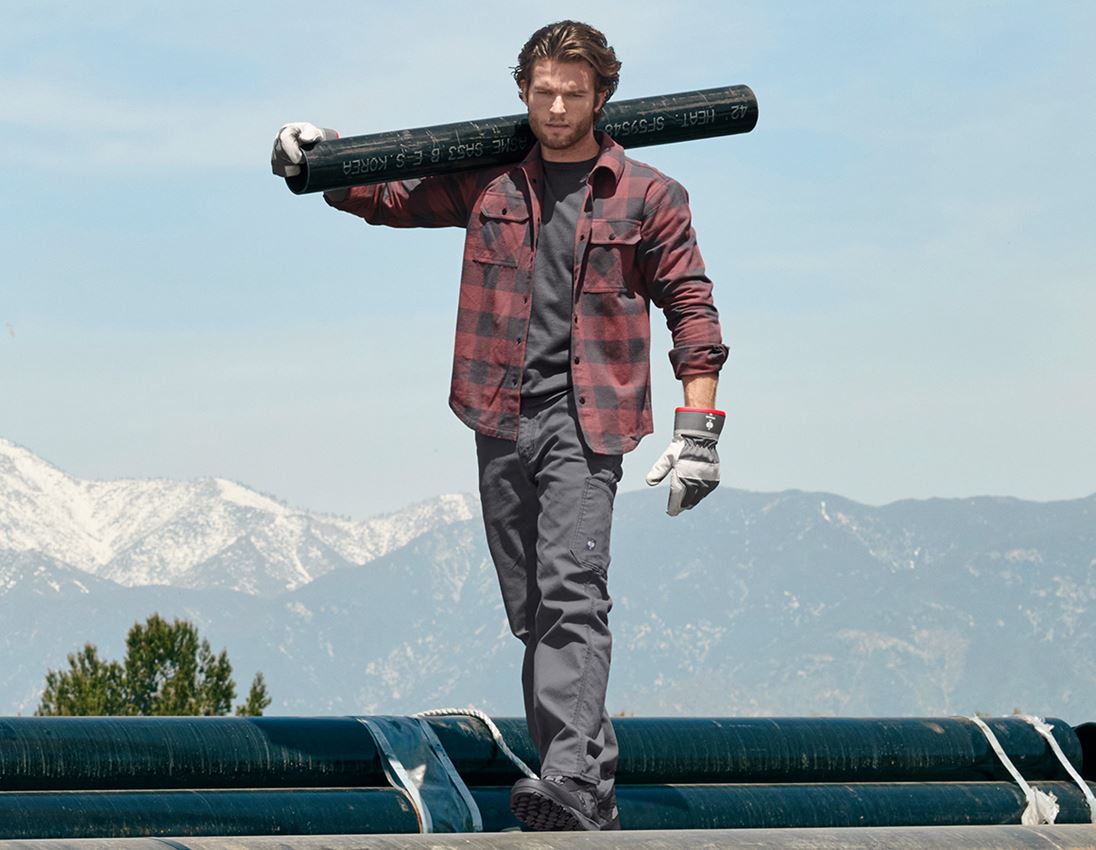 Thèmes: Chemise à carreaux e.s.iconic + rouge oxyde/gris carbone 1