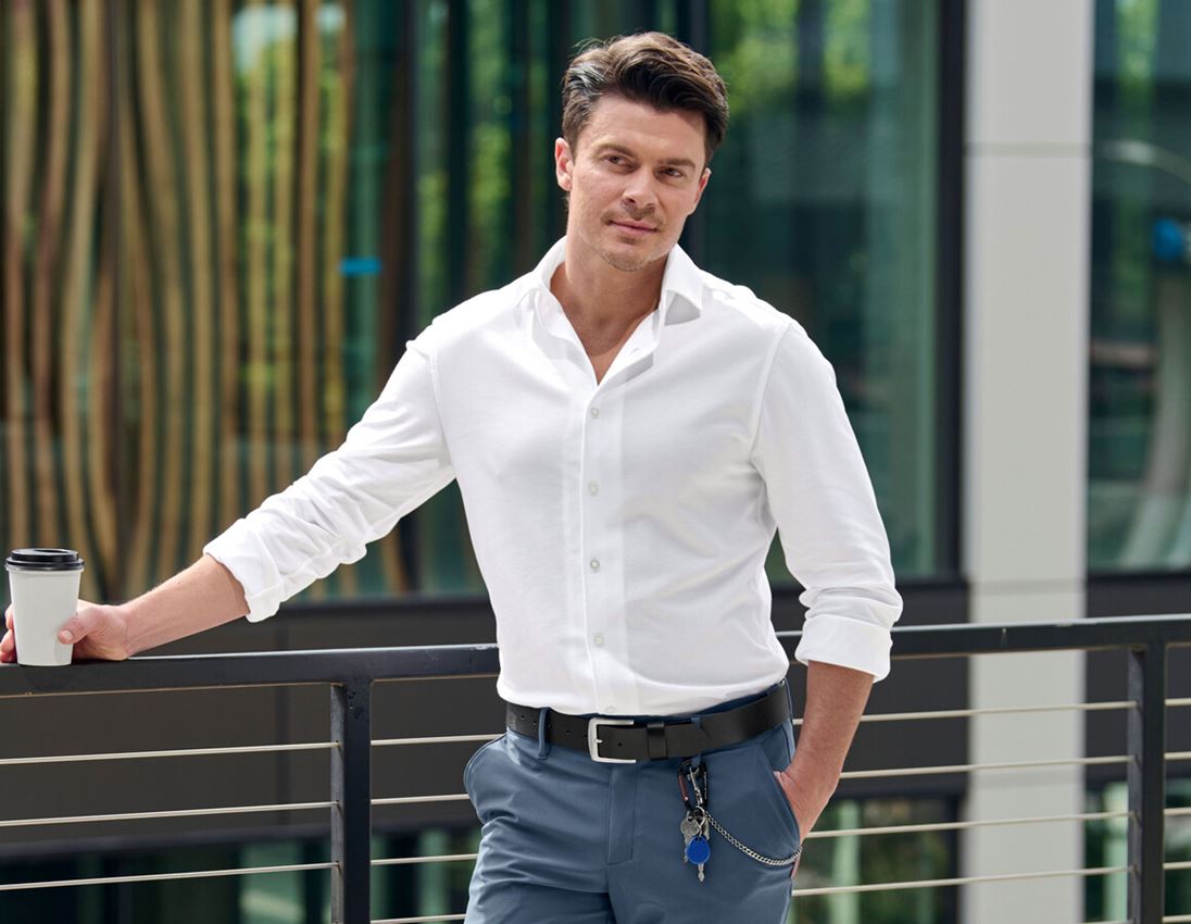 Hauts: e.s. Chemise Piqué-Business + blanc