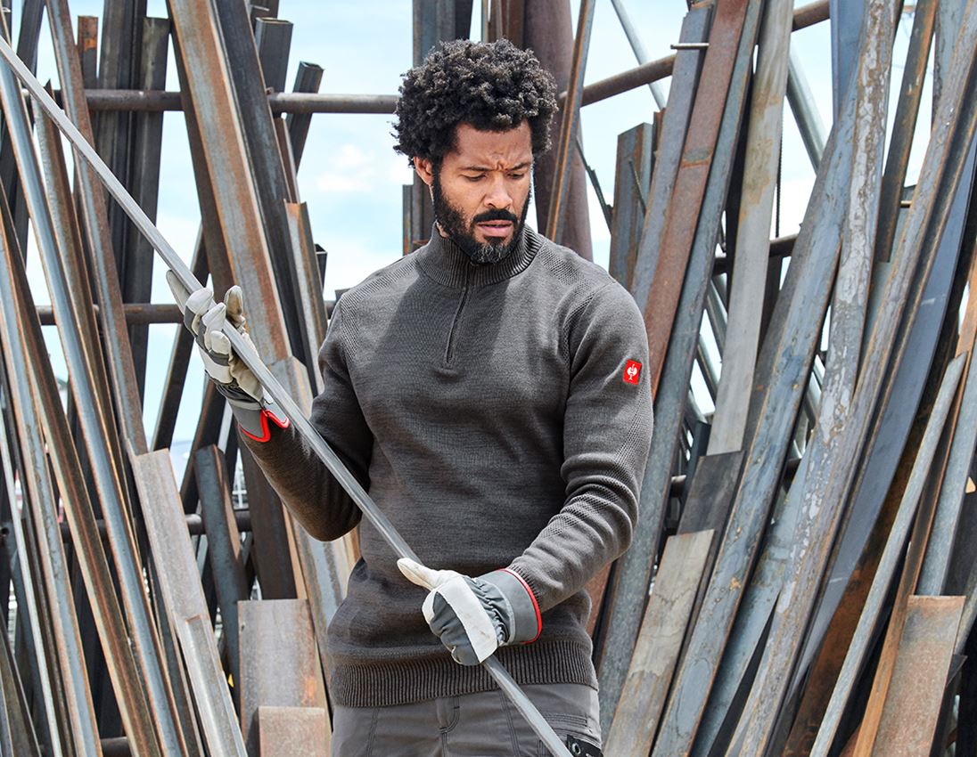 Shirts, Pullover & more: e.s. Knitted troyer + titanium melange