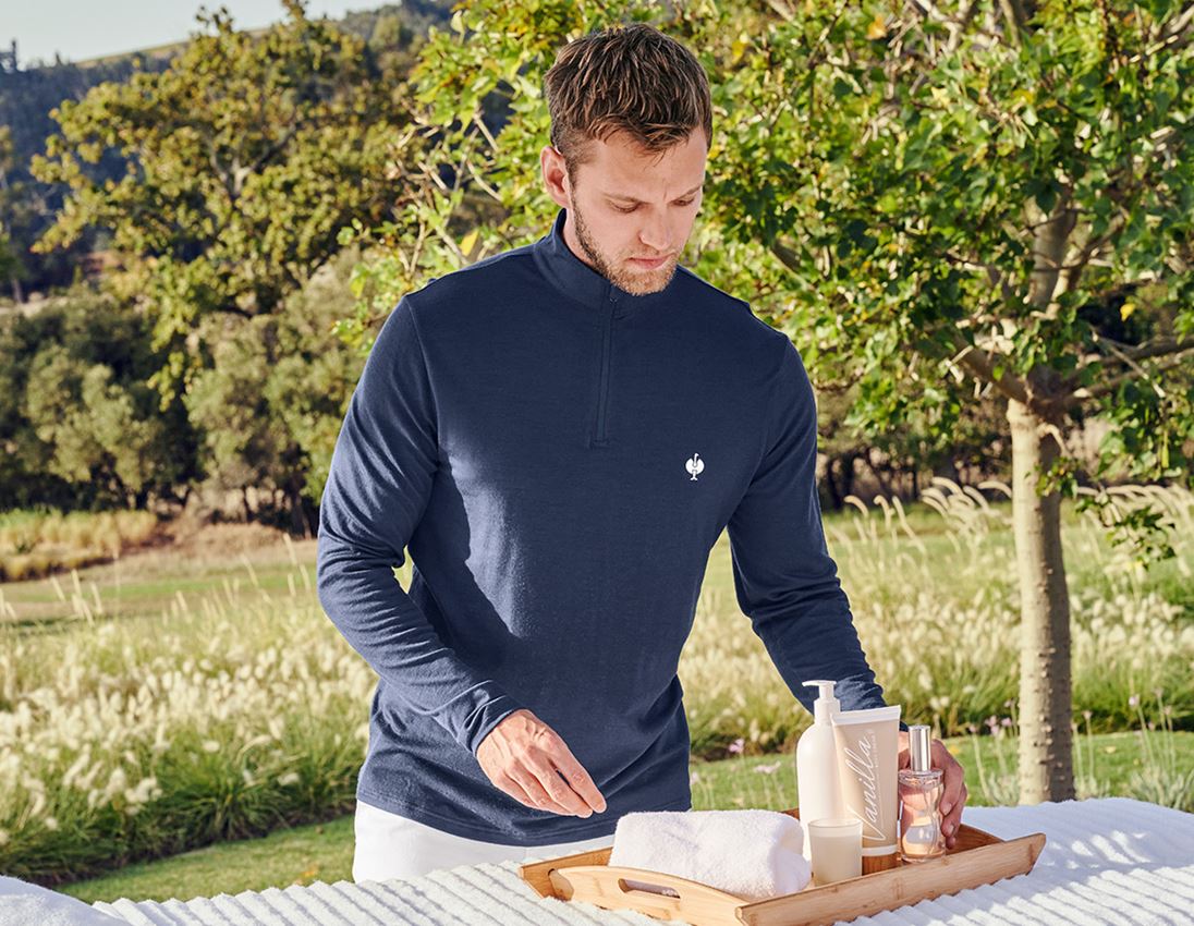 Thèmes: Pull camionneur Merino e.s.trail + bleu profond/blanc 2