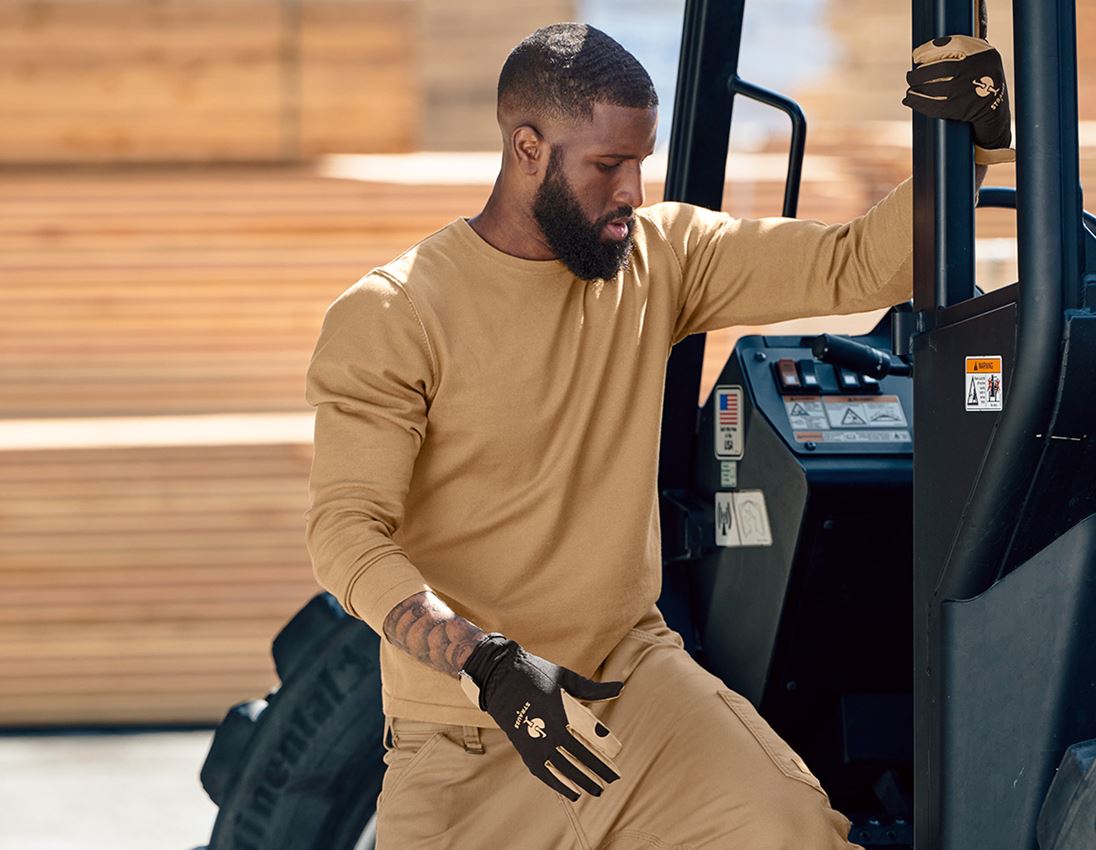 Hauts: Pullover à col rond e.s.iconic + brun amande 1