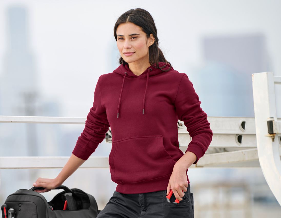 Shirts, Pullover & more: e.s. Hoody-sweatshirt poly cotton, ladies' + bordeaux