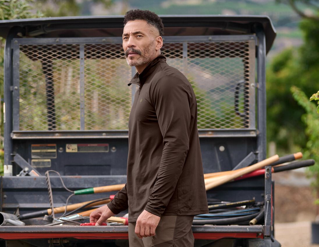 Vêtements: Pull de fonction Longsleeve UV e.s.trail + marron/noisette 1