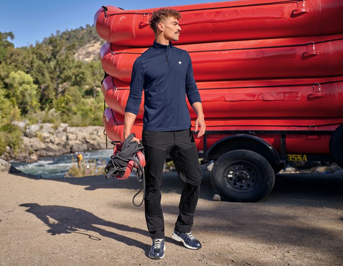 Vêtements: Pull de fonction Longsleeve UV e.s.trail + bleu profond/blanc 2