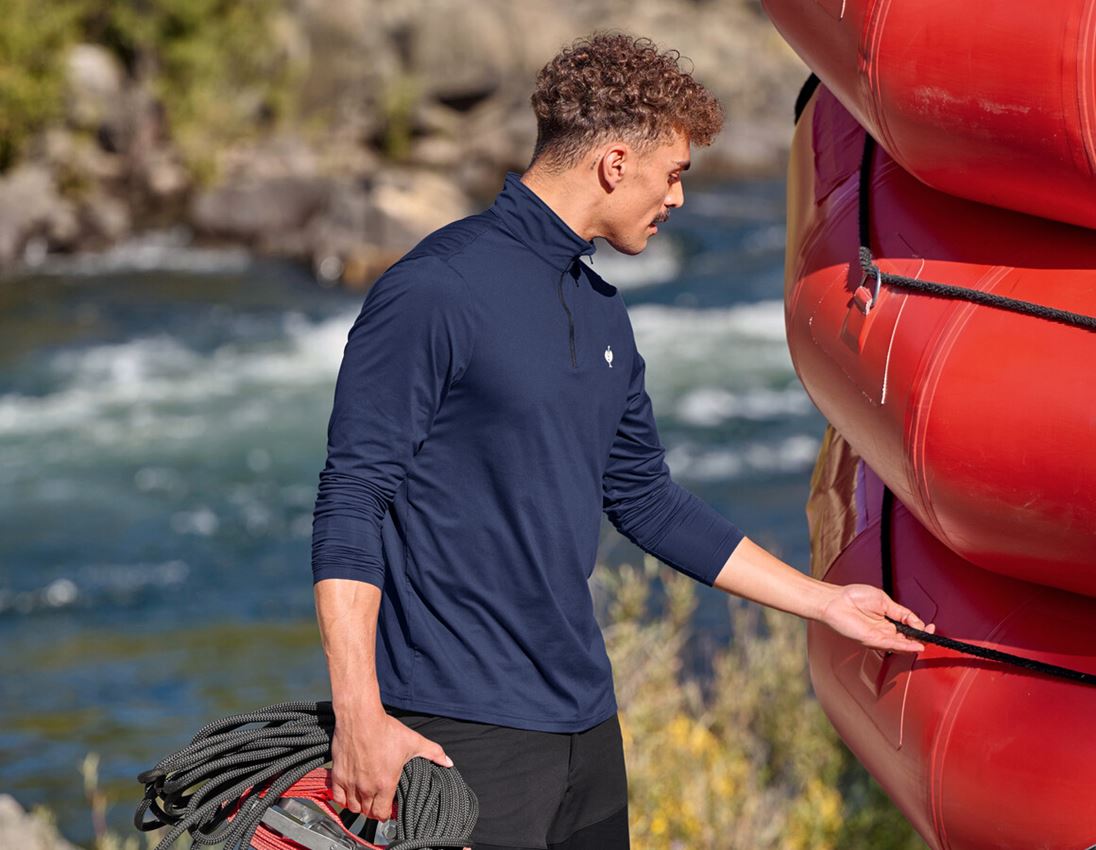 Vêtements: Pull de fonction Longsleeve UV e.s.trail + bleu profond/blanc 1