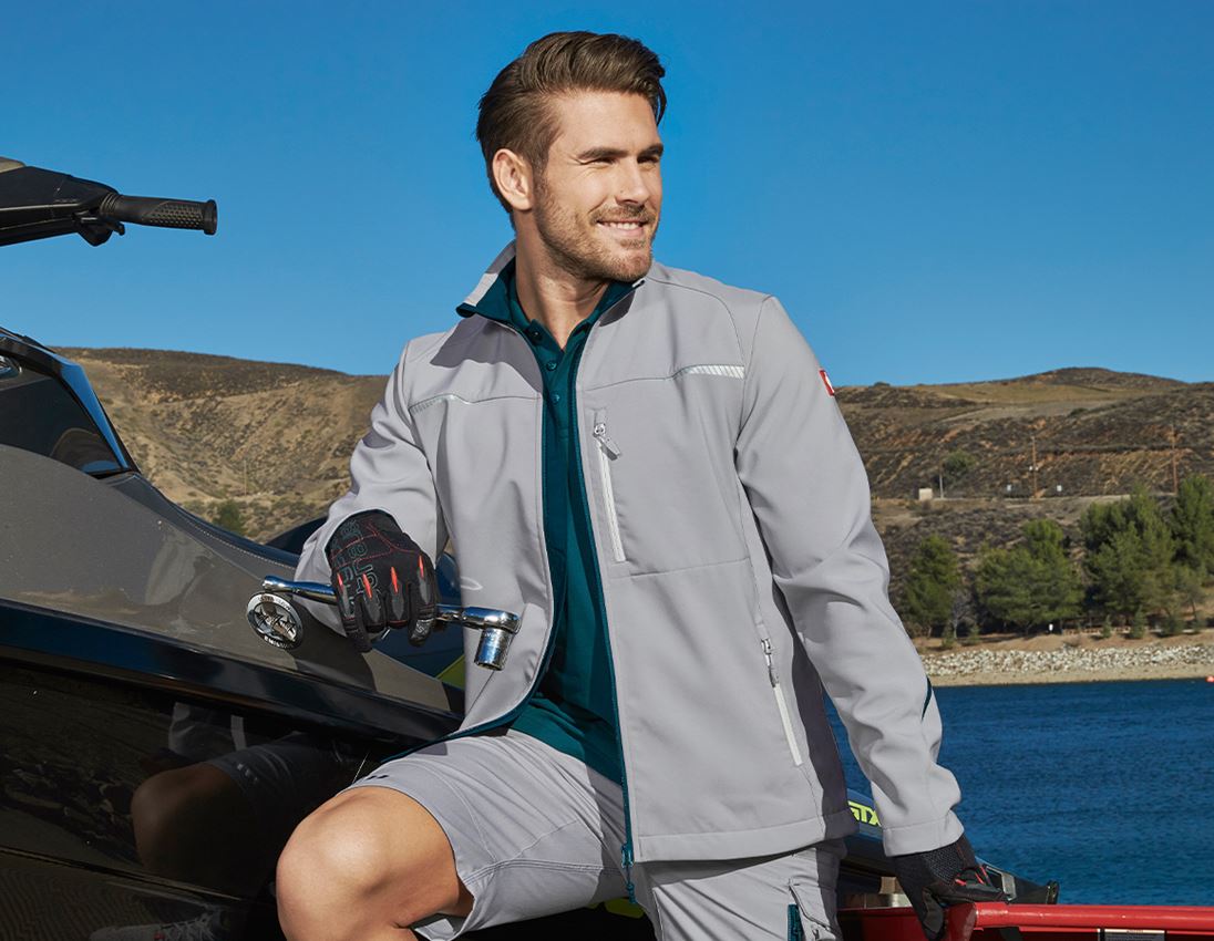 Work Jackets: Softshell jacket e.s.motion 2020 + platinum/seablue