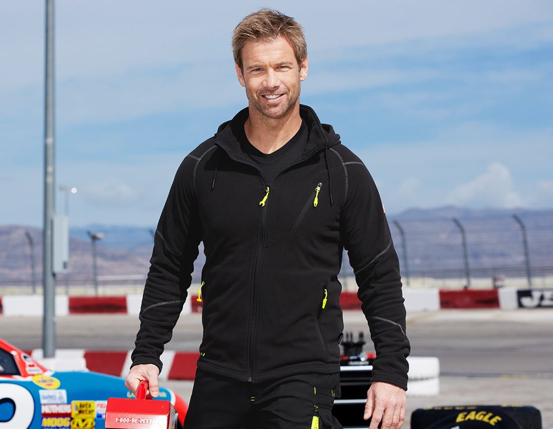 Work Jackets: Hooded fleece jacket e.s.motion 2020 + black