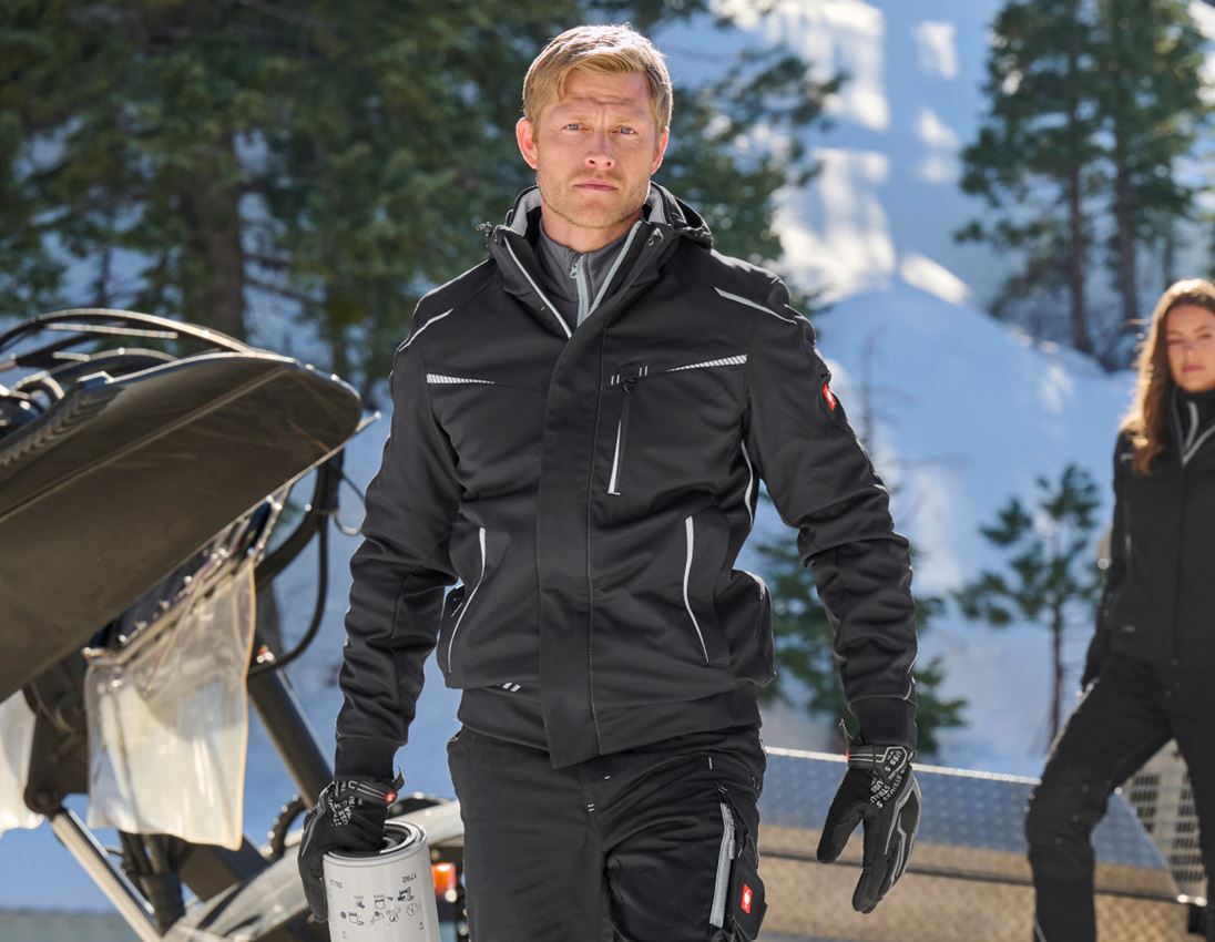 Work Jackets: Winter softshell jacket e.s.motion 2020, men's + black/platinum