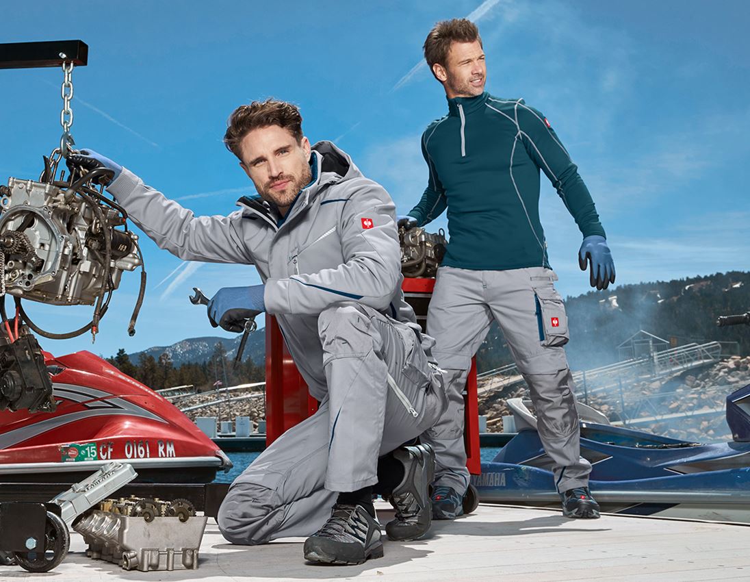 Vestes de travail: Veste softshell d'hiver e.s.motion 2020, hommes + platine/bleu marin 2