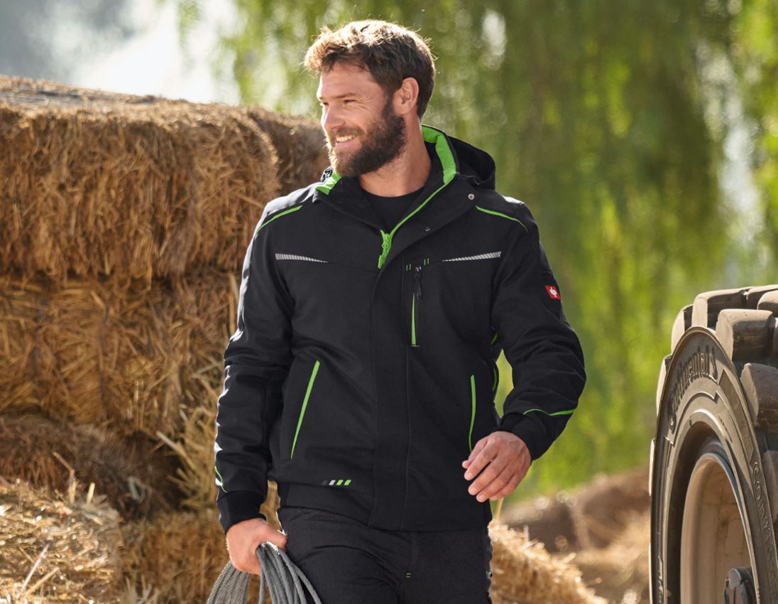Work Jackets: Winter softshell jacket e.s.motion 2020, men's + black/seagreen