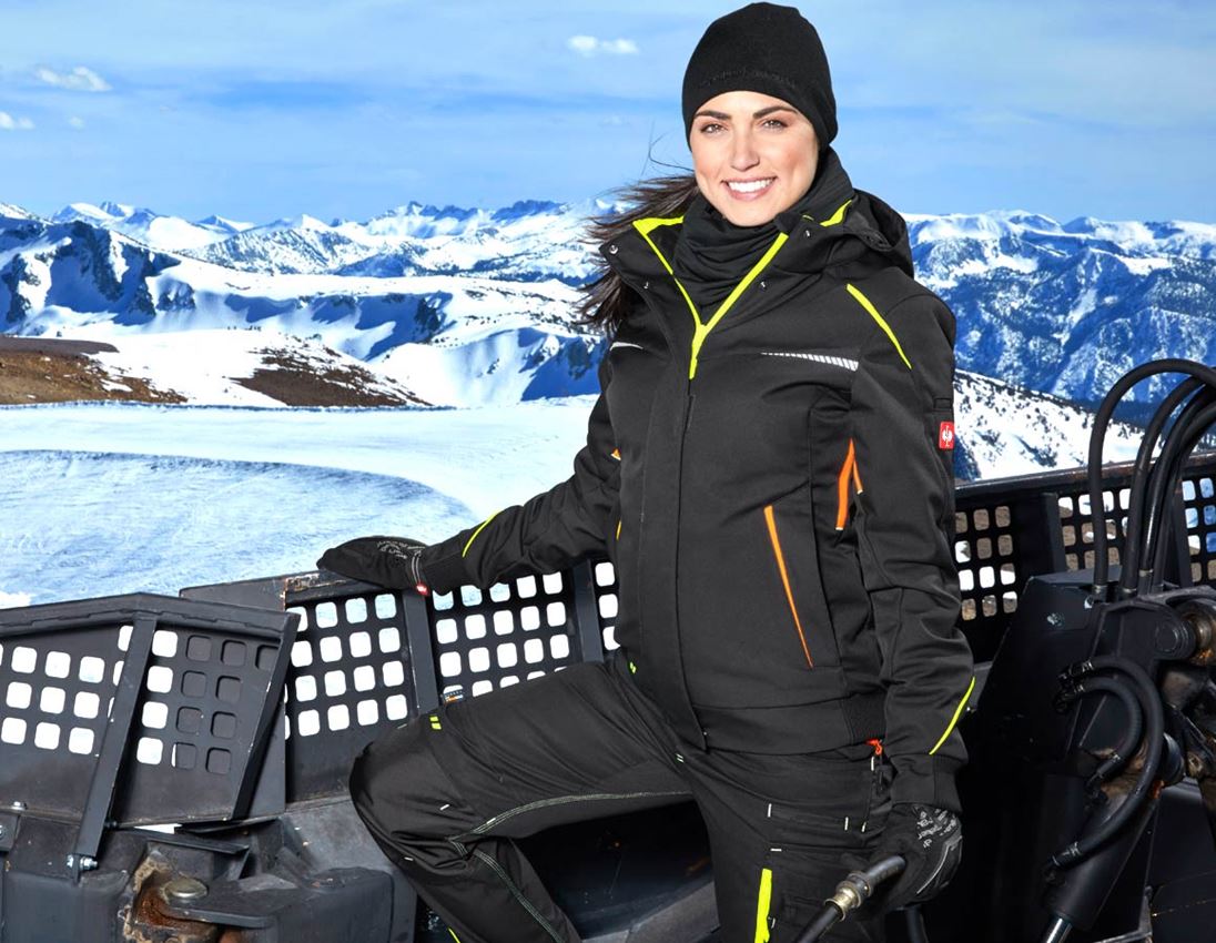 Work Jackets: Winter softshell jacket e.s.motion 2020, ladies' + black/high-vis yellow/high-vis orange 3
