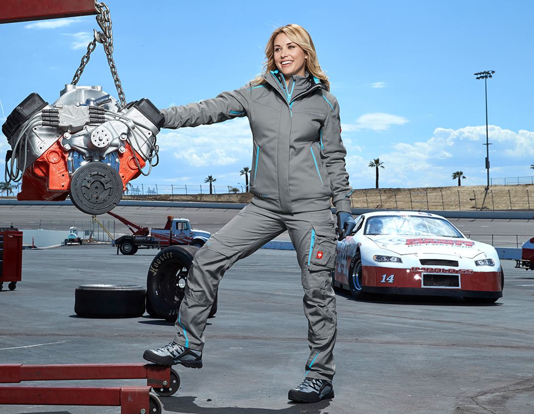 Vestes de travail: Veste softshell d'hiver e.s.motion 2020, femmes + platine/bleu capri 1