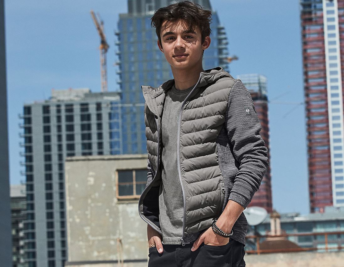 Vestes: Veste en tricot à capuche hybride e.s.motion ten + granit mélange